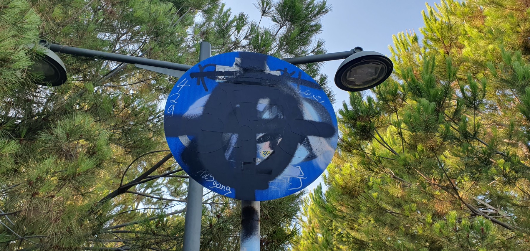 Spray paint on sign