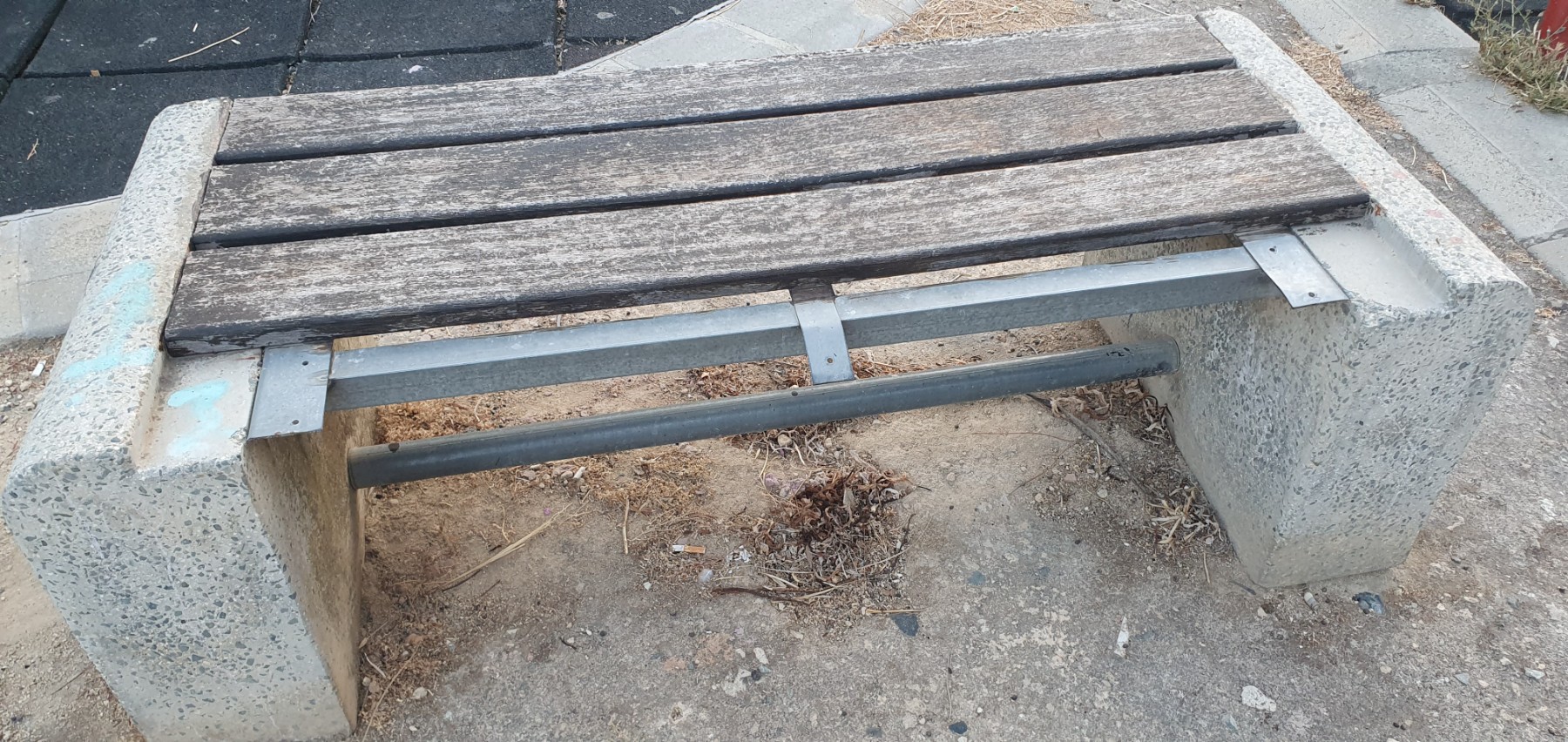 Broken bench in childrens' playground