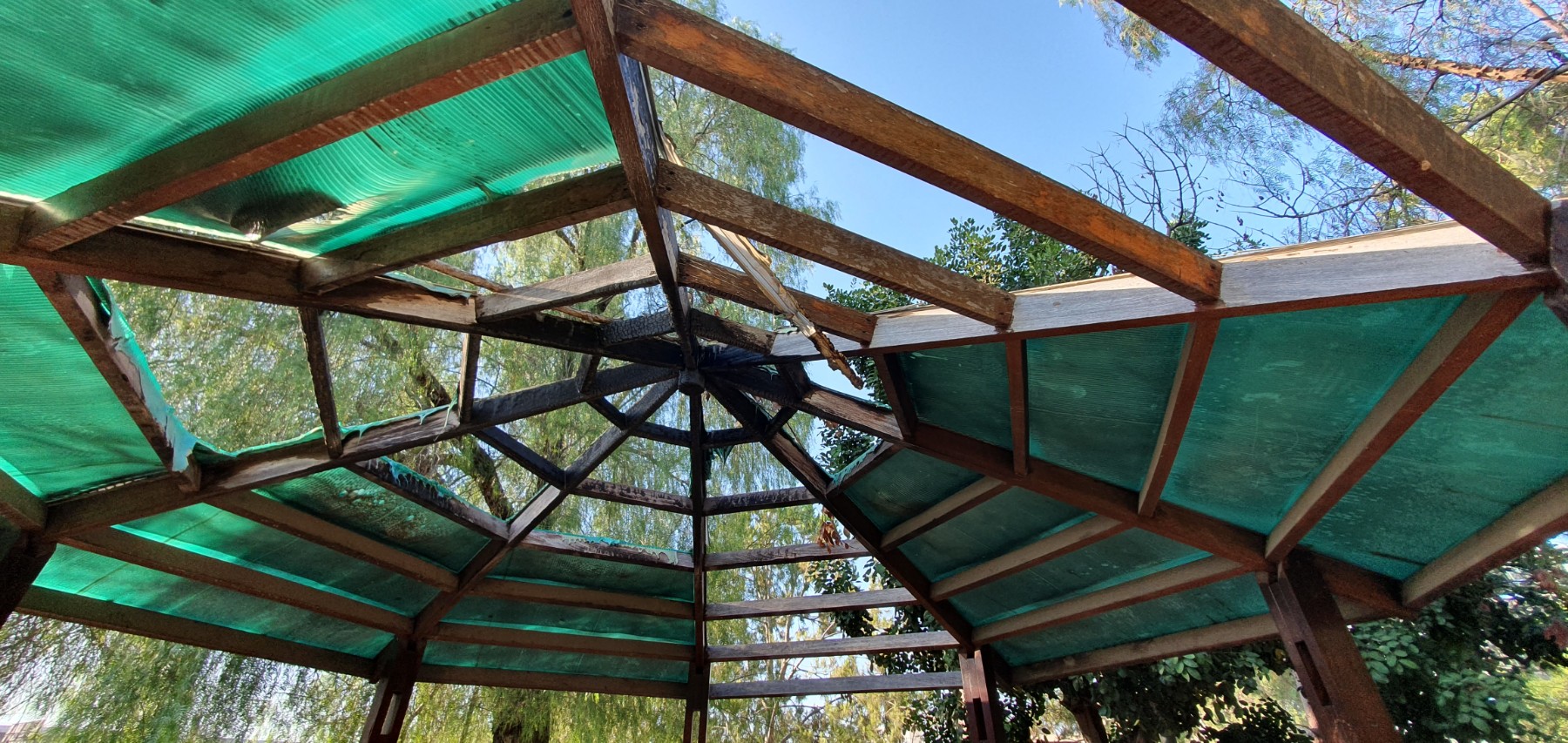 Destroyed gazebo roof